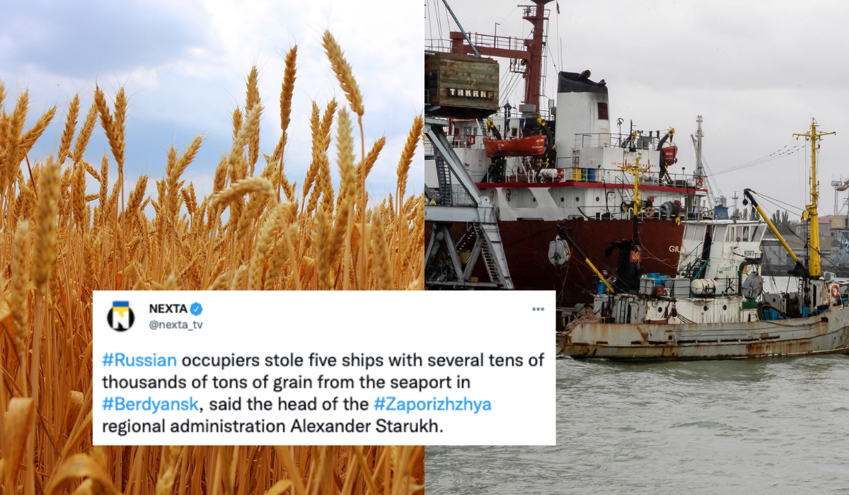 Rosjanie ukradli kilkadziesiąt tysięcy ton ukraińskiego zboża, zniknęło co najmniej 5 załadowanych statków