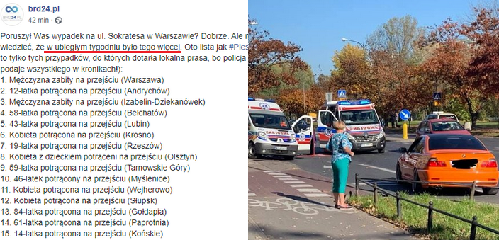 Oprócz wypadku na Sokratesa w Warszawie było też wiele innych, oto lista