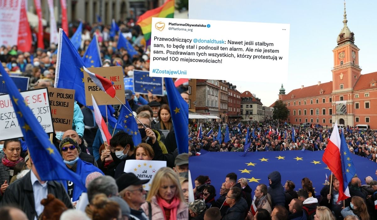 Demonstracje "ZostajeMy w UE" w ponad stu miastach, nawet 100 tysięcy ludzi w Warszawie 