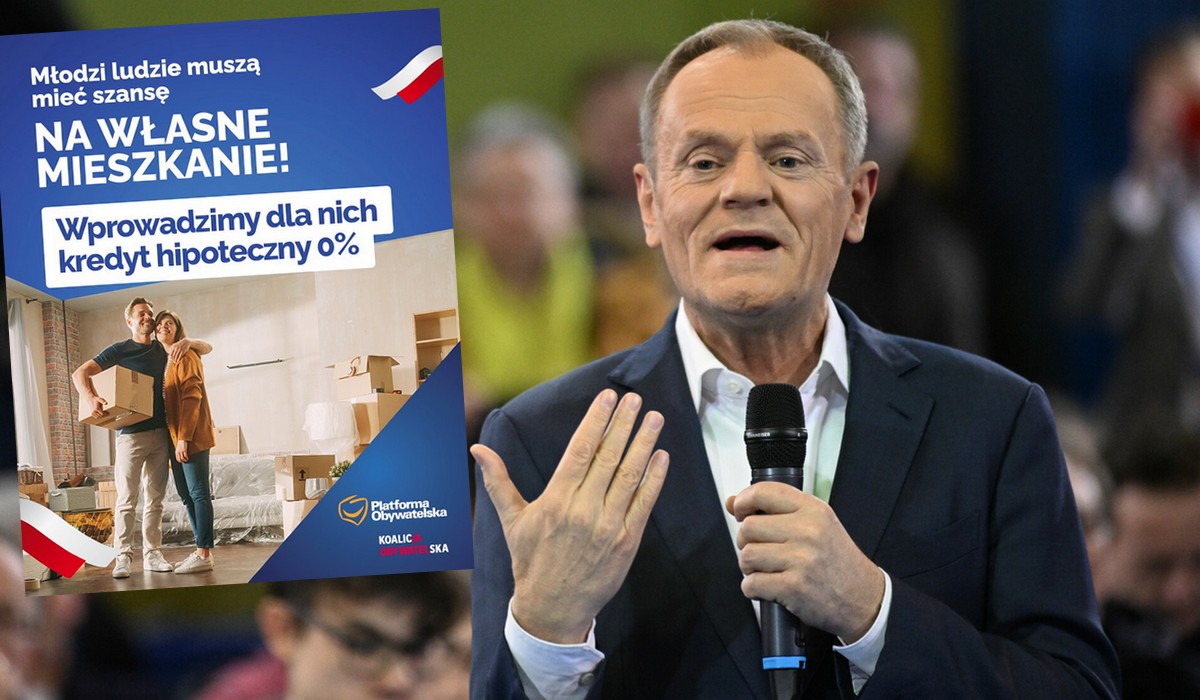 Donald Tusk w ramach kampanii wyborczej obiecuje Polakom kredyty hipoteczne z zerowym oprocentowaniem