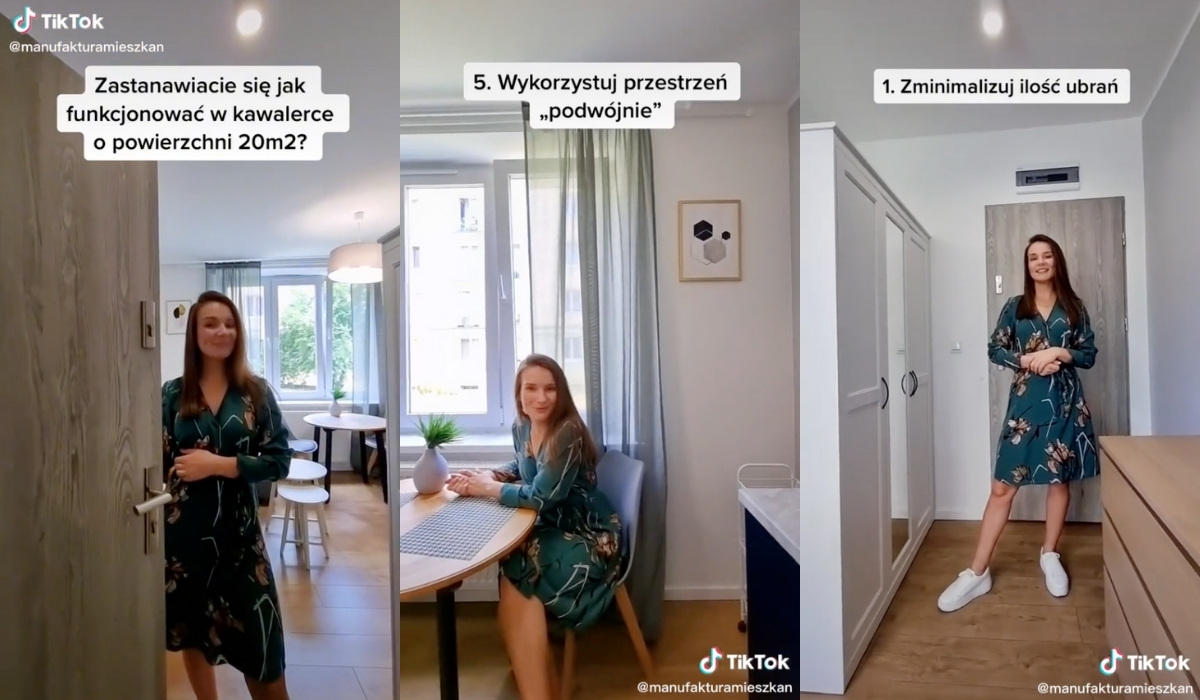 Agencja nieruchomości radzi na TikToku, jak żyć na 20 metrach: "resztę ubrań możesz składować u rodziców"