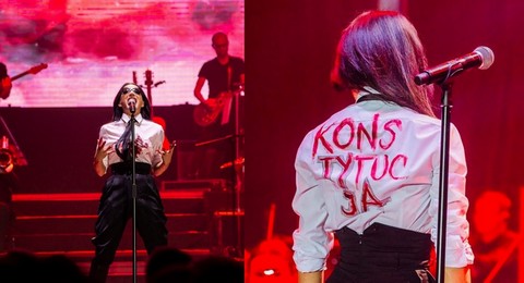 Steczkowska wystąpiła z napisem Konstytucja na plecach. "Nie należę do żadnej partii"