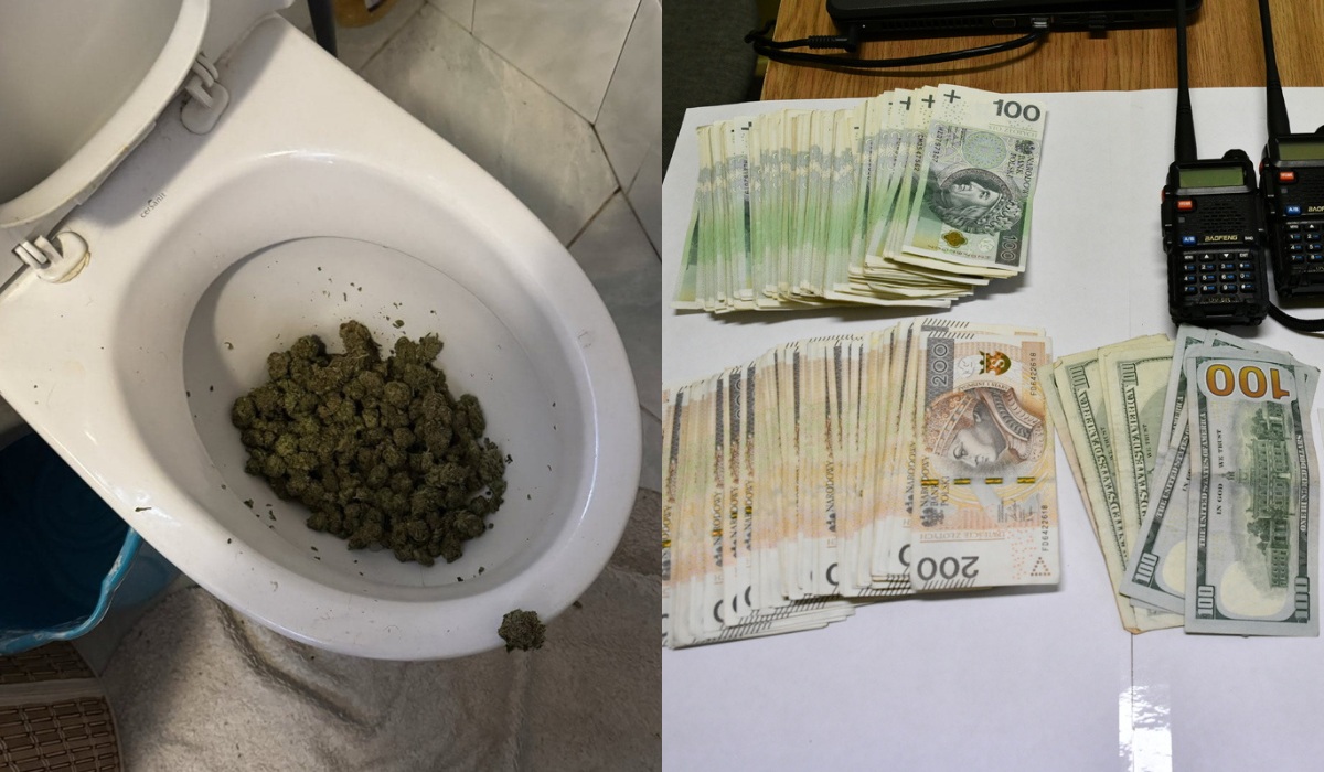 Białystok: dilerzy podczas policyjnego nalotu niezbyt skutecznie próbowali spuścić trawę w kiblu