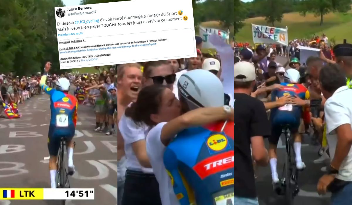 Tour de France: jeden z zawodników dostał grzywnę za całowanie się z żoną