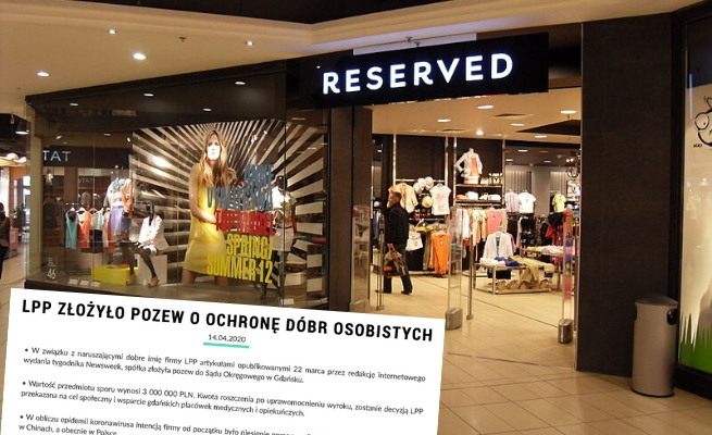 LPP chce od Newsweeka przeprosin, usunięcia artykułu o wysłaniu maseczek do Chin i zapłaty 3 mln zł