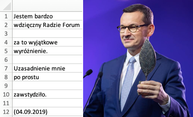 Morawiecki dziękuje za Człowieka Roku: uzasadnienie mnie po prostu zawstydziło