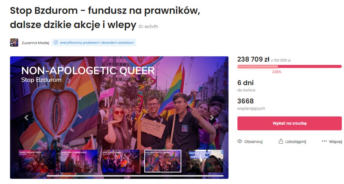 Zbiórka Stop Bzdurom na "prawników, dalsze dzikie akcje i wlepy" zebrała 238 000 zł