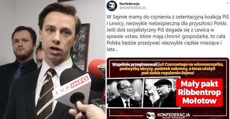Konfederacja alarmuje: sojusz PiS i Lewicy to nowy pakt Ribbentrop-Mołotow