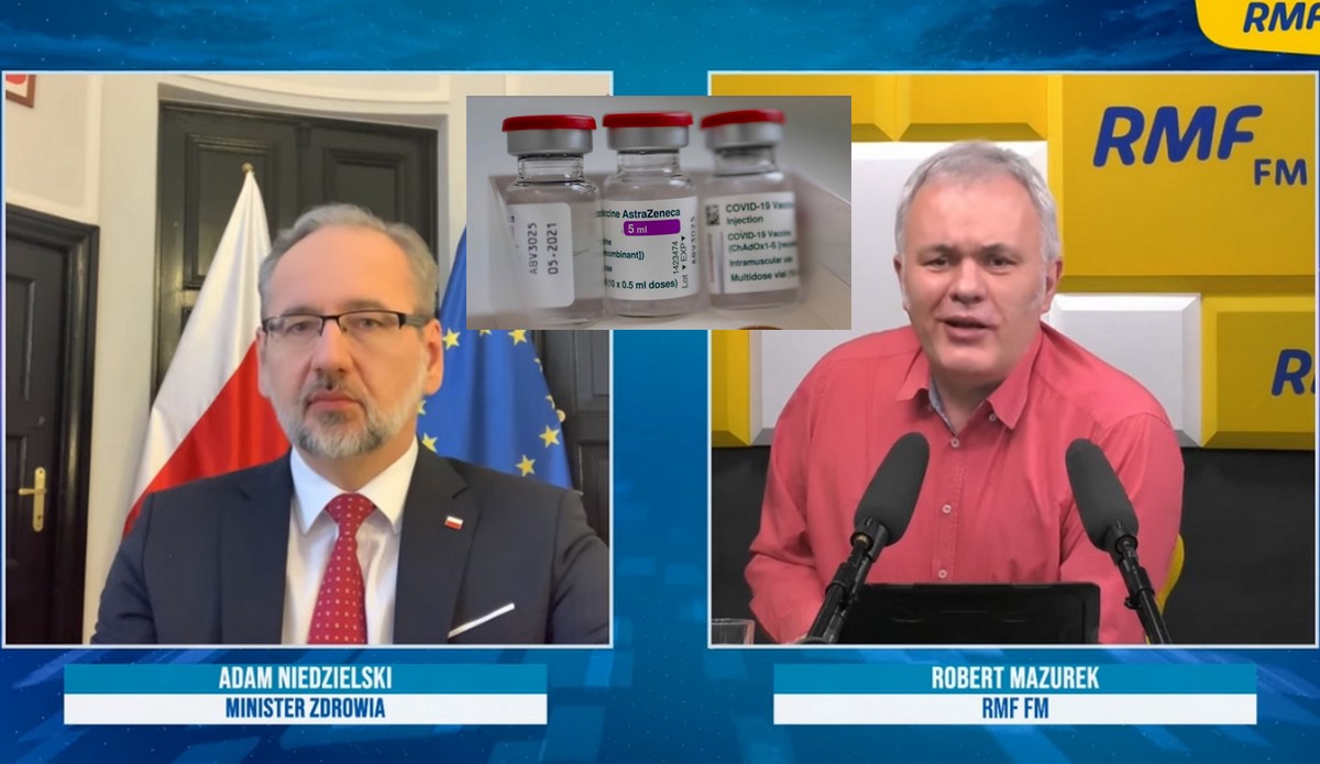 Mazurek proponuje, żeby może minister zdrowia sam się zaszczepił AstraZenecą, minister mówi, że chętnie