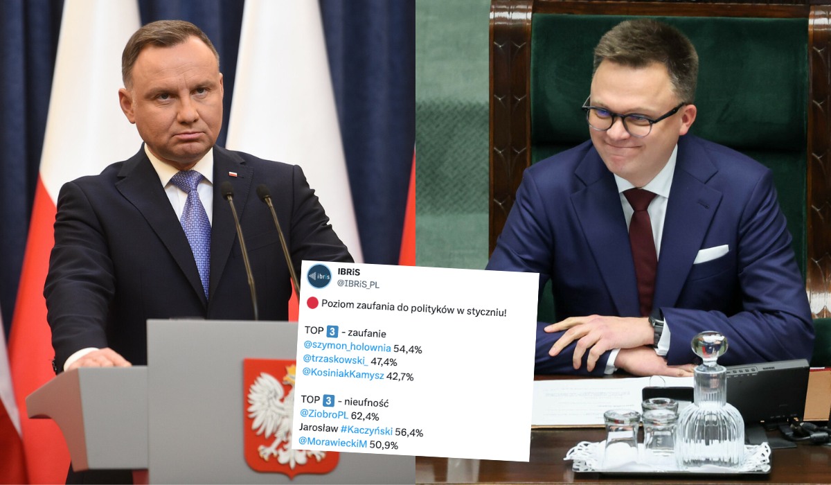 Sondaż: nieufność wobec prezydenta wyraźnie rośnie, wciąż zyskuje Hołownia