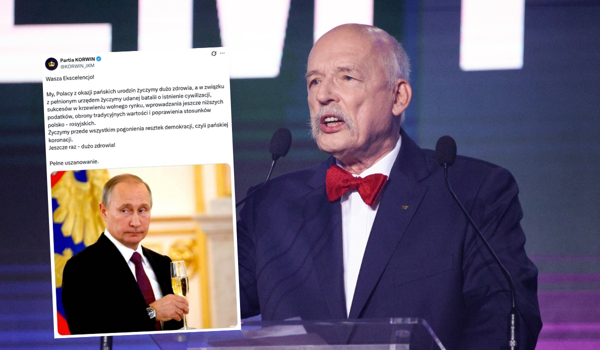 Partia KORWIN złożyła życzenia urodzinowe Putinowi, prezes JKM tłumaczy, że to trolling