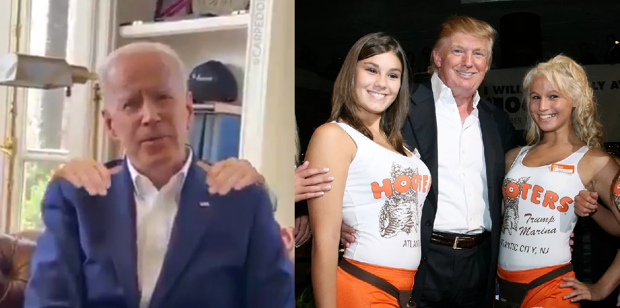 Donald Trump naśmiewa się z Joe Bidena, który przeprasza za macanie kobiet