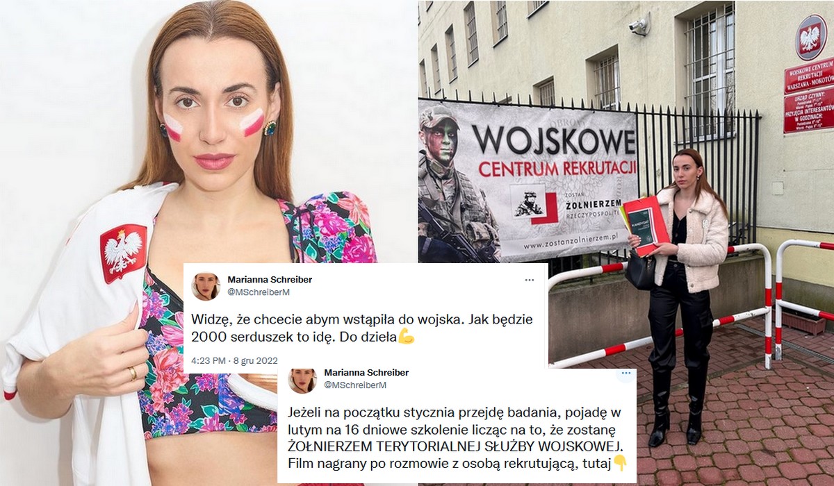 Marianna Schreiber napisała, że jak dostanie dużo lajków, to zgłosi się do wojska i rzeczywiście tak zrobiła