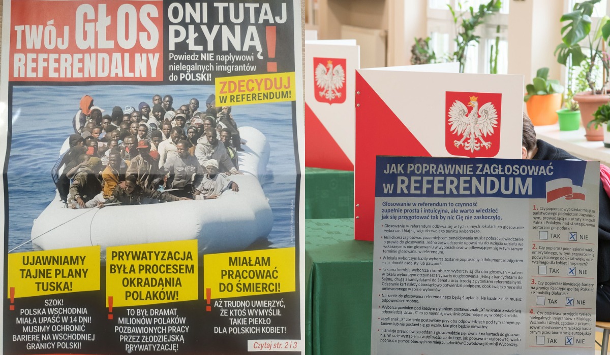 Poczta Polska roznosi ulotki propagandowe pouczające, jak prawdziwy Polak powinien głosować w referendum