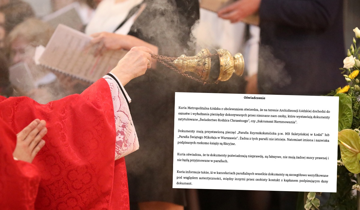 Kuria ostrzega przed oszustami dilującymi świadectwami bierzmowania