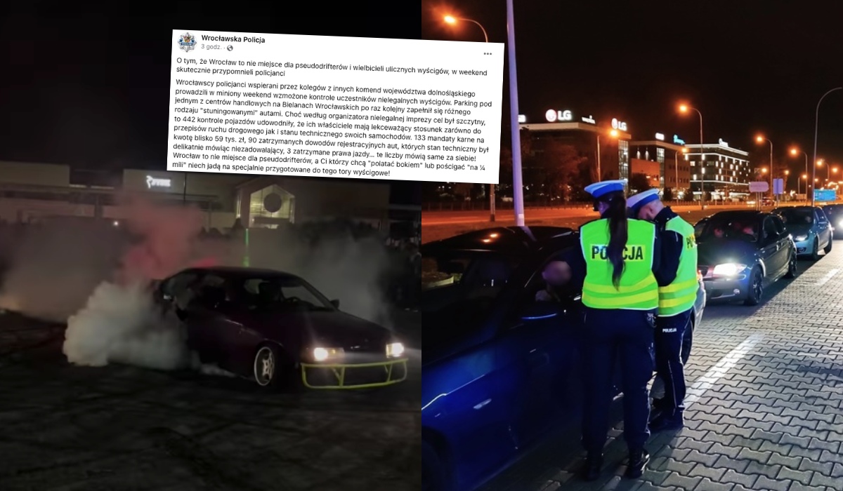 Wrocław: policja urządziła polowanie na drifterów, wystawiono 133 mandaty