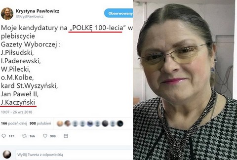 Pawłowicz: Oto moje kandydatury na "POLKĘ 100-lecia" w plebiscycie GW: J.Piłsudski, I.Paderewski, J. Kaczyński