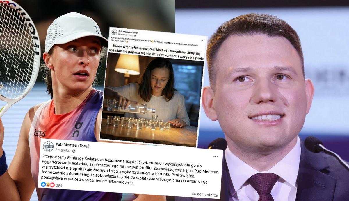 Pub Mentzena przeprasza Igę Świątek za opublikowanie grafiki AI jak polewa wódkę