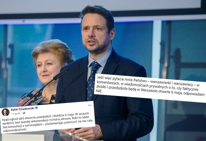 Trzaskowski: nie otworzymy w Warszawie żłobków i przedszkoli 6 maja