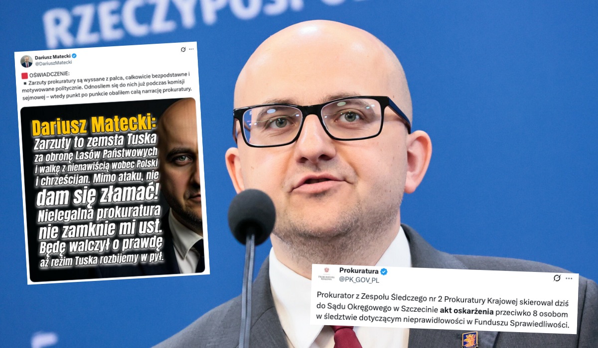 Afera Funduszu Sprawiedliwości: jest akt oskarżenia wobec ośmiu osób, w tym Dariusza Mateckiego