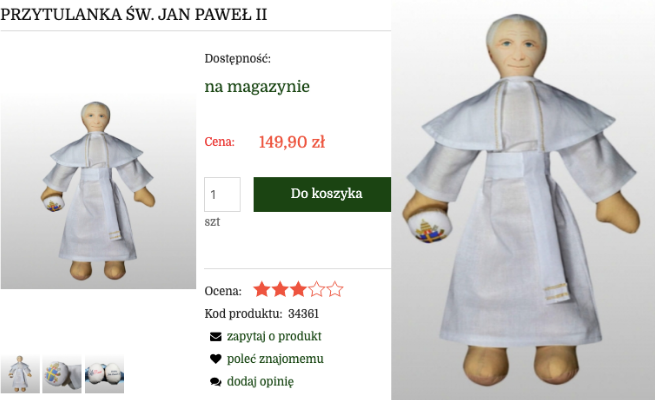 Przytulanka Jan Paweł II za 149 złotych "stworzona z miłości do Polski"