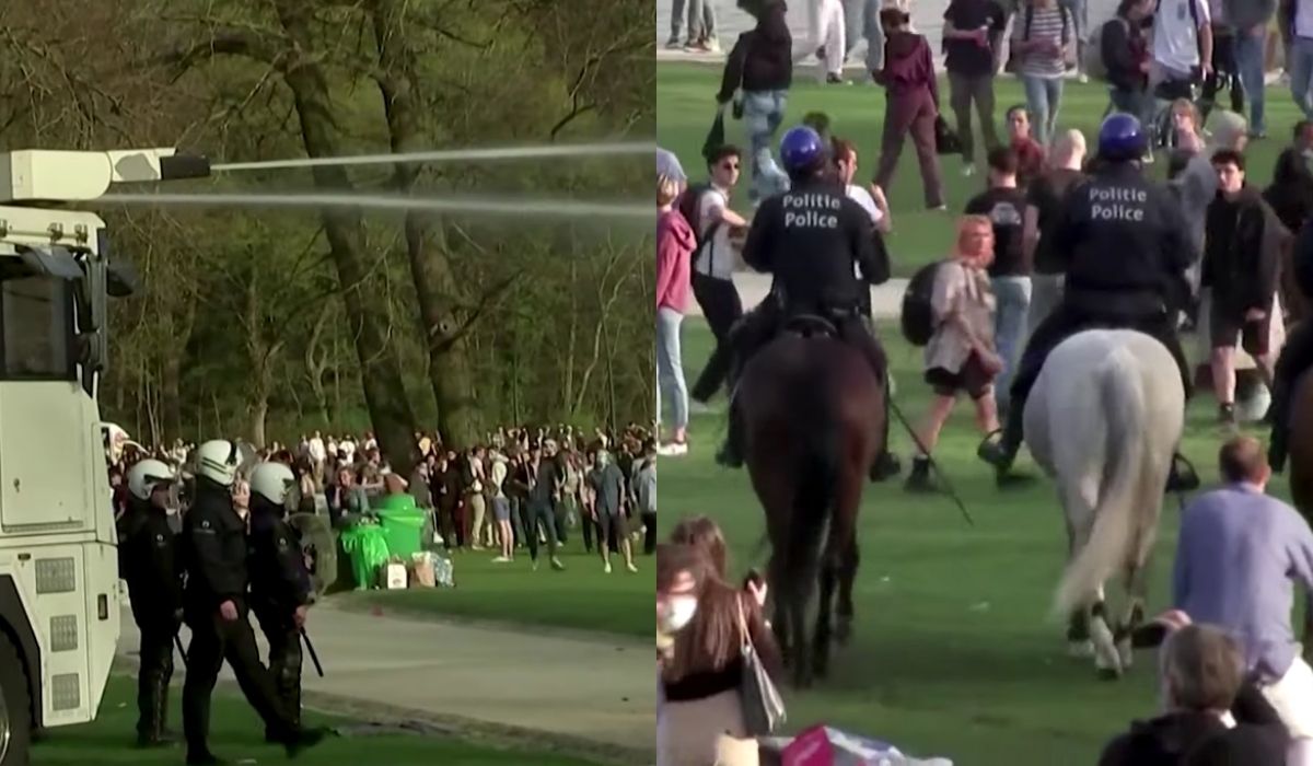 Bruksela: policja na ostro rozpędziła ludzi w parku, użyto nawet armatek wodnych
