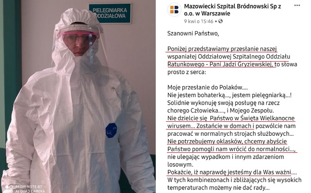 Apel pielęgniarki: jeżeli uważacie nas za bohaterów, nie jedźcie do rodzin, nie narażajcie nas