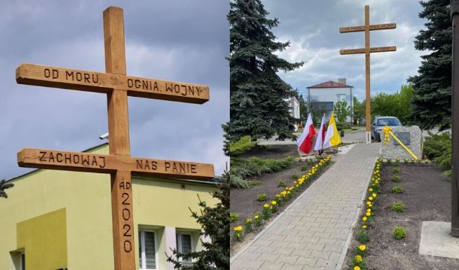 Lubelskie: przed urzędem gminy ustawiono specjalny krzyż do odganiania koronawirusa