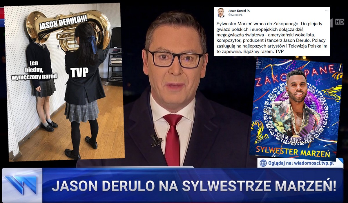Wiadomości TVP olały śmierć Polaków, drożyznę i kryzysy, 18 minut przegadali o Sylwestrze Marzeń i jakimś Jasonie Derulo