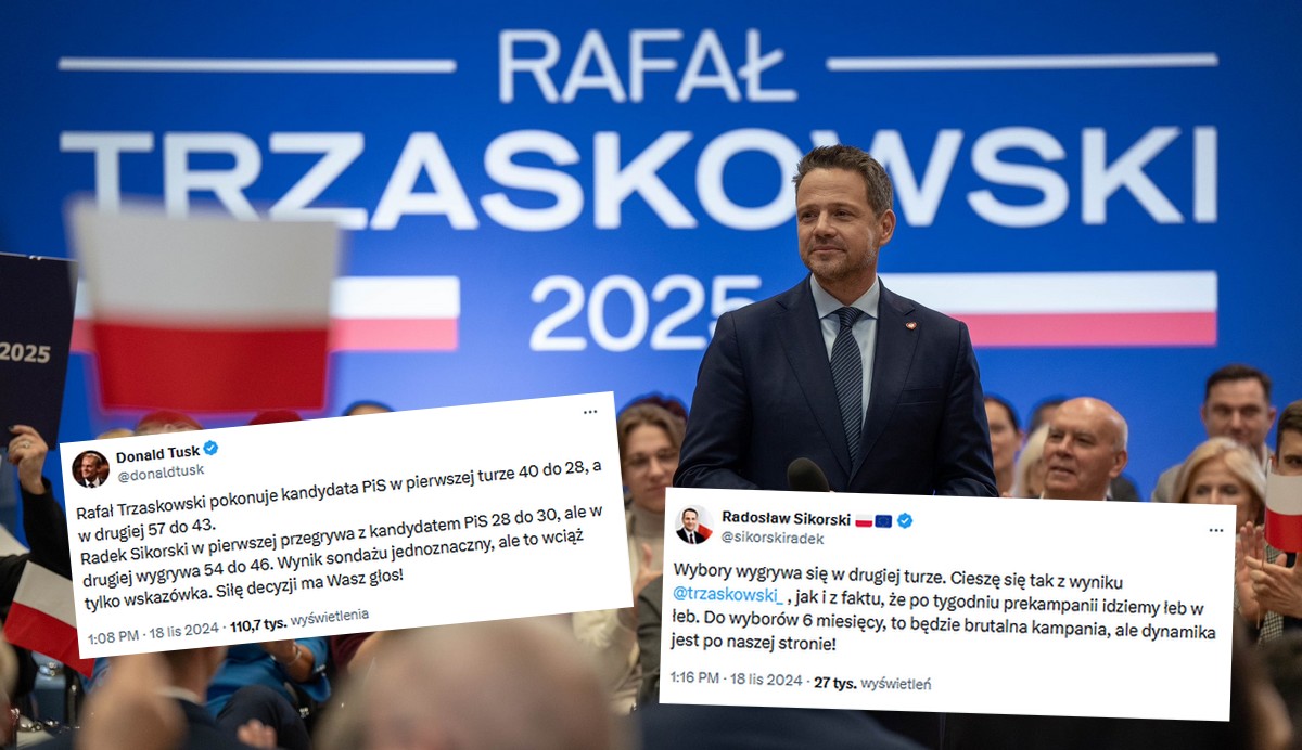 Sikorski "cieszy się" z wyników Rafała Trzaskowskiego, który wyraźnie jest bardziej lubiany