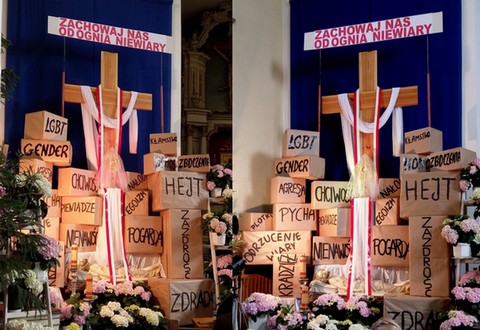 W Płocku na Grobie Pańskim wśród grzechów: LGBT i Gender