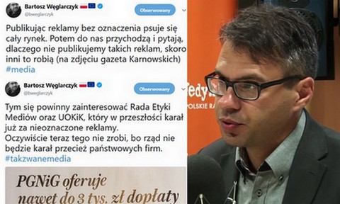 Węglarczyk oskarża "Sieci" o kryptoreklamę: "Tym się powinna zainteresować Rada Etyki Mediów"