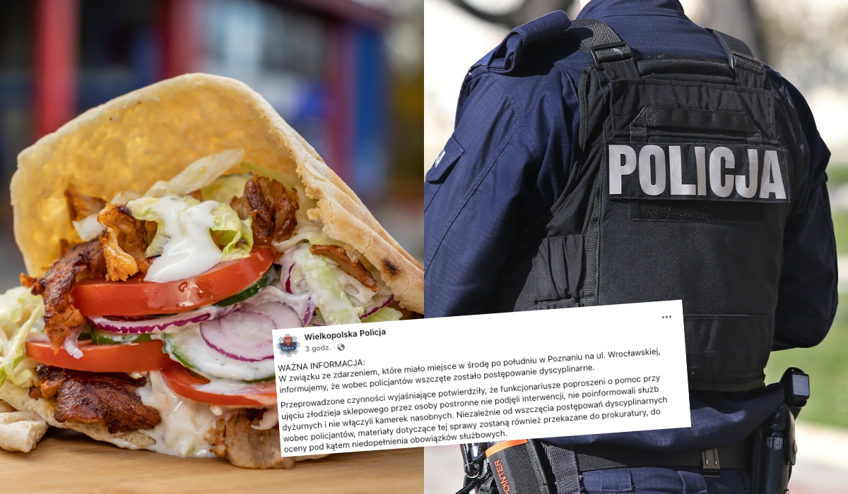 Poznań: policjanci nie pomogli przechodniowi w zatrzymaniu złodzieja, bo w tym czasie zajadali się kebabem na cienkim