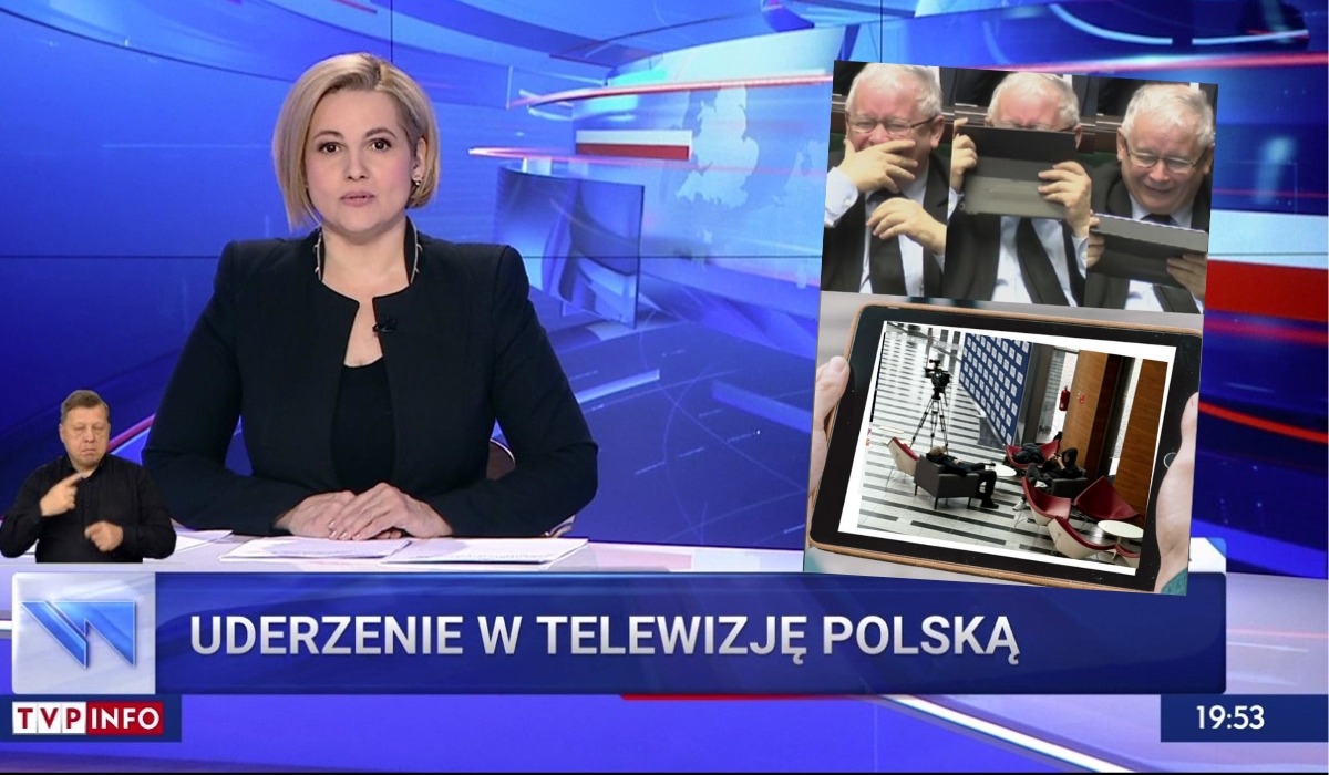 TVP wprowadziło dyżury przy wejściu do siedziby, żeby transmitować przejęcie stacji