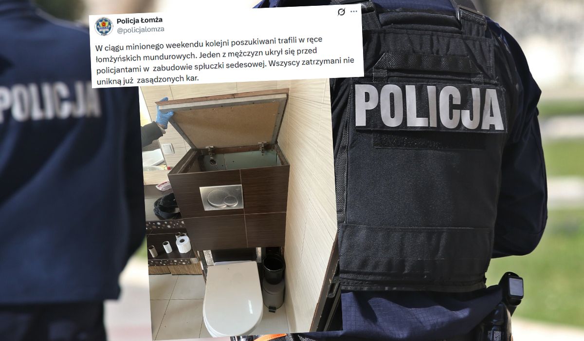 Policja znalazła poszukiwanego typa ukrytego w zabudowie spłuczki toalety