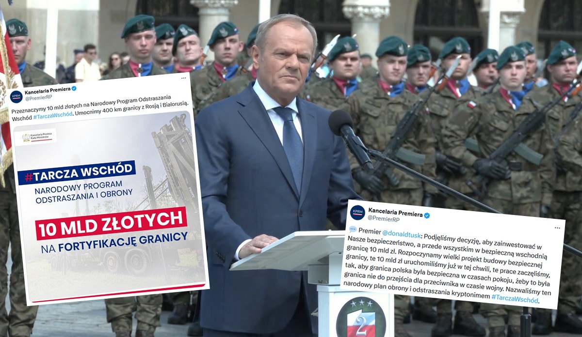 Tusk zapowiada inwestycję w obronę wschodniej granicy, ma kosztować 10 mld złotych