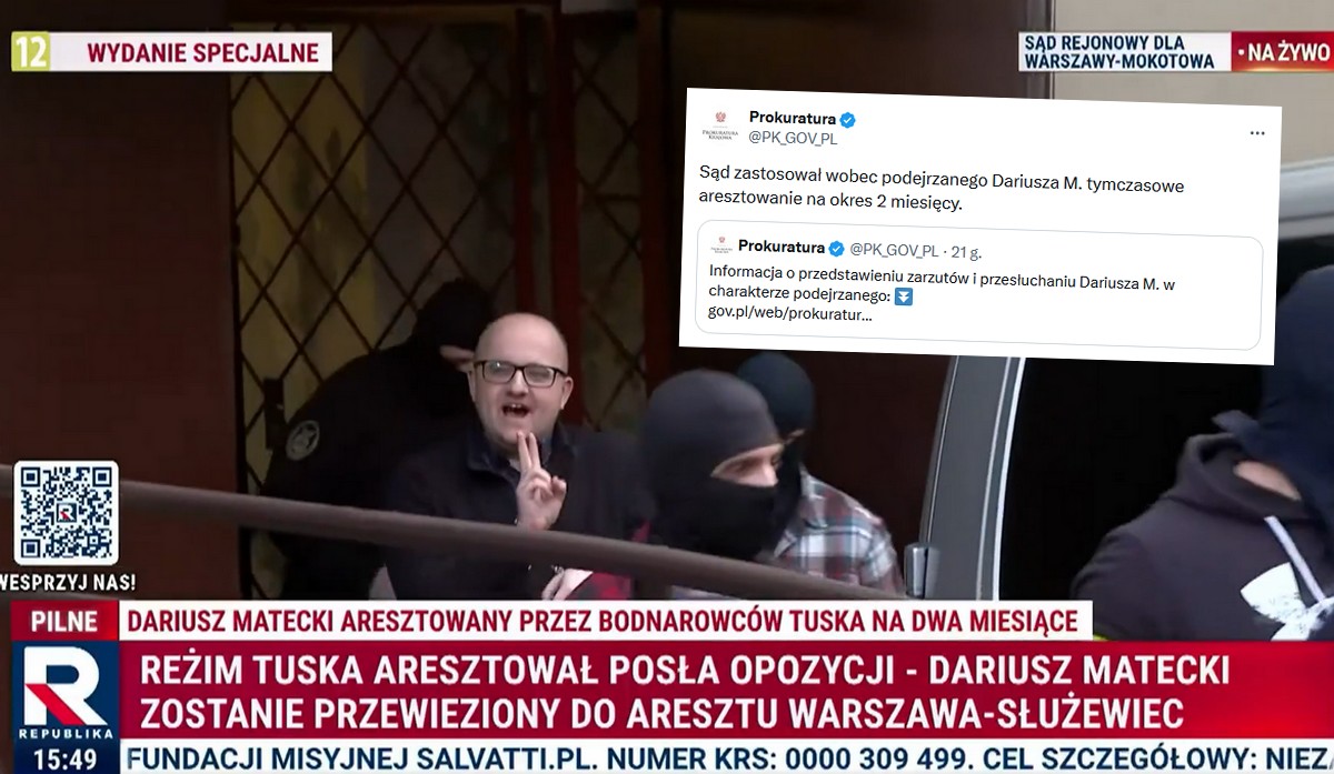 Sąd zdecydował, że poseł Dariusz Matecki musi posiedzieć w areszcie dwa miesiące
