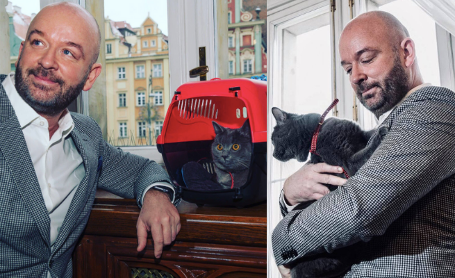 Prezydent Wrocławia przygarnął kota porzuconego na dworcu. Zamieszkał w jego gabinecie