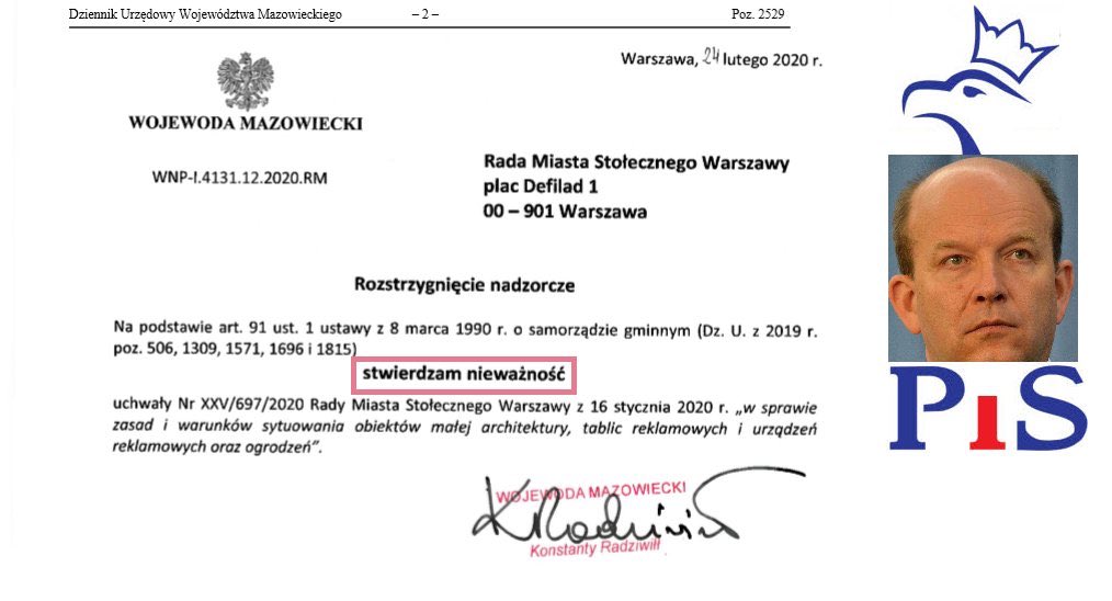 Konstanty Radziwiłł unieważnił uchwałę krajobrazową Warszawy