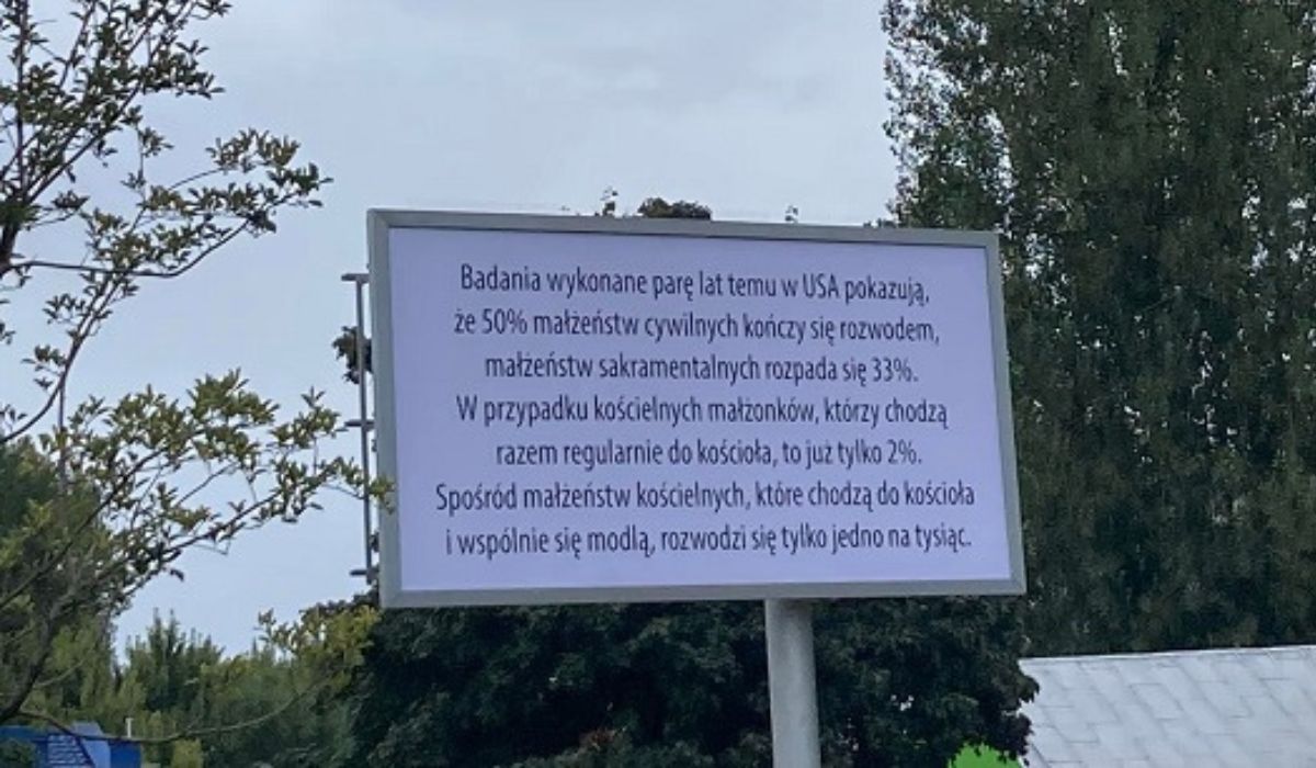 Fundacja Kornice z nową ofensywą na billboardach, tym razem z "wynikami badań" o rozwodach