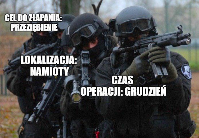 Policjantów zakwaterowano w namiotach, które "da się ogrzać do 30 stopni". Udało się do 9