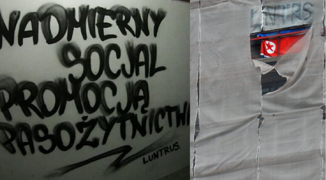 Poznań: wolnorynkowy artysta robi antysocjalne graffiti i wiesza flagę Korei Płn.