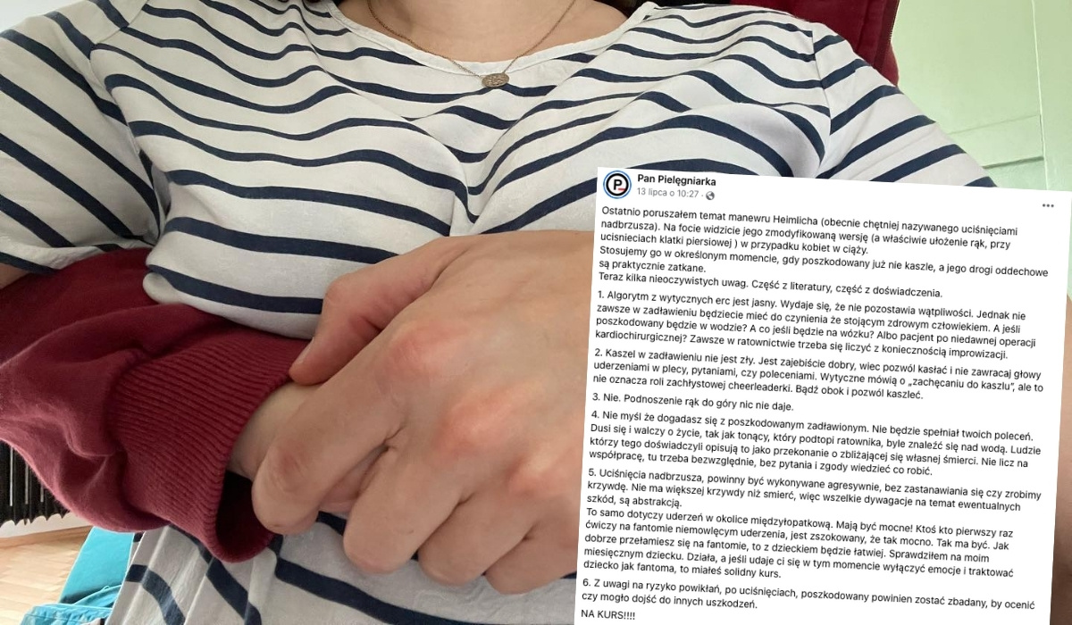 Pan Pielęgniarka przypomina, że jak ktoś się krztusi, to nie warto być delikatnym