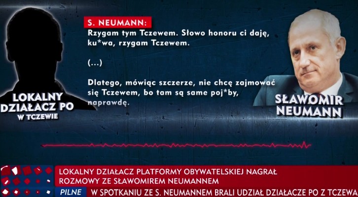 TVP Info publikuje taśmy Neumanna: "rzygam tym Tczewem, tam są same po**by, naprawdę"