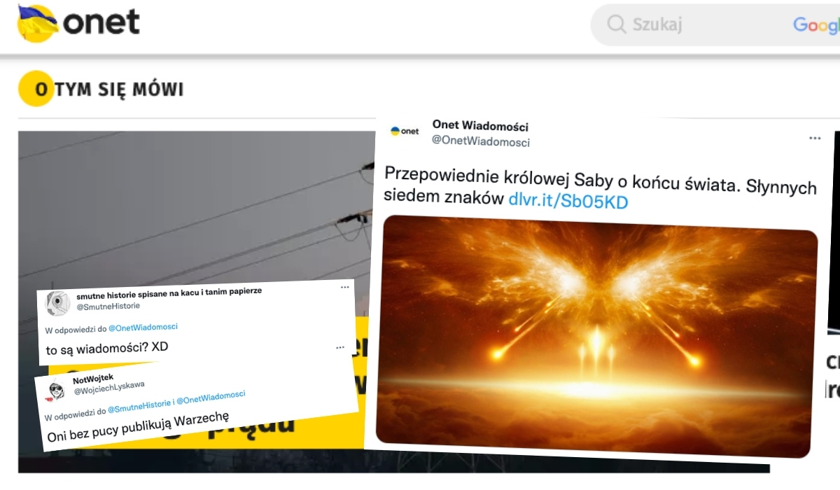 Onet na serio puścił tekst o przepowiedniach królowej Saby jako "wiadomości religijne"