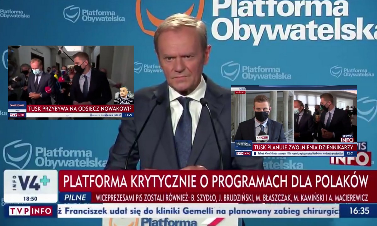 Reporterzy TVP robią kolejne szarże bez trzymanki na Tuska, Tusk przypomina, co się stało z Adamowiczem