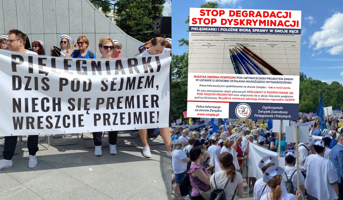Pielęgniarki i położne na ostro domagają się lepszych warunków, zjechały się do Warszawy i robią protest