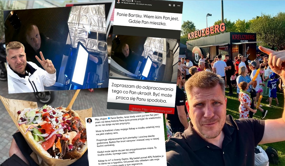 Okradziono kebab Filipa Chajzera, celebryta daje złodziejowi ultimatum i zachęca do podjęcia pracy
