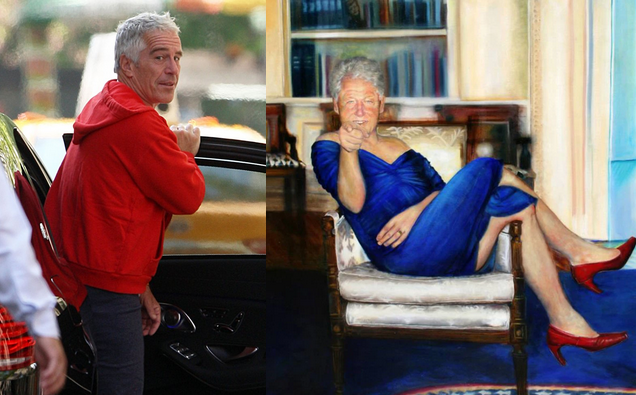 Jeffrey Epstein miał w swojej rezydencji obraz Clintona w sukience i szpilkach
