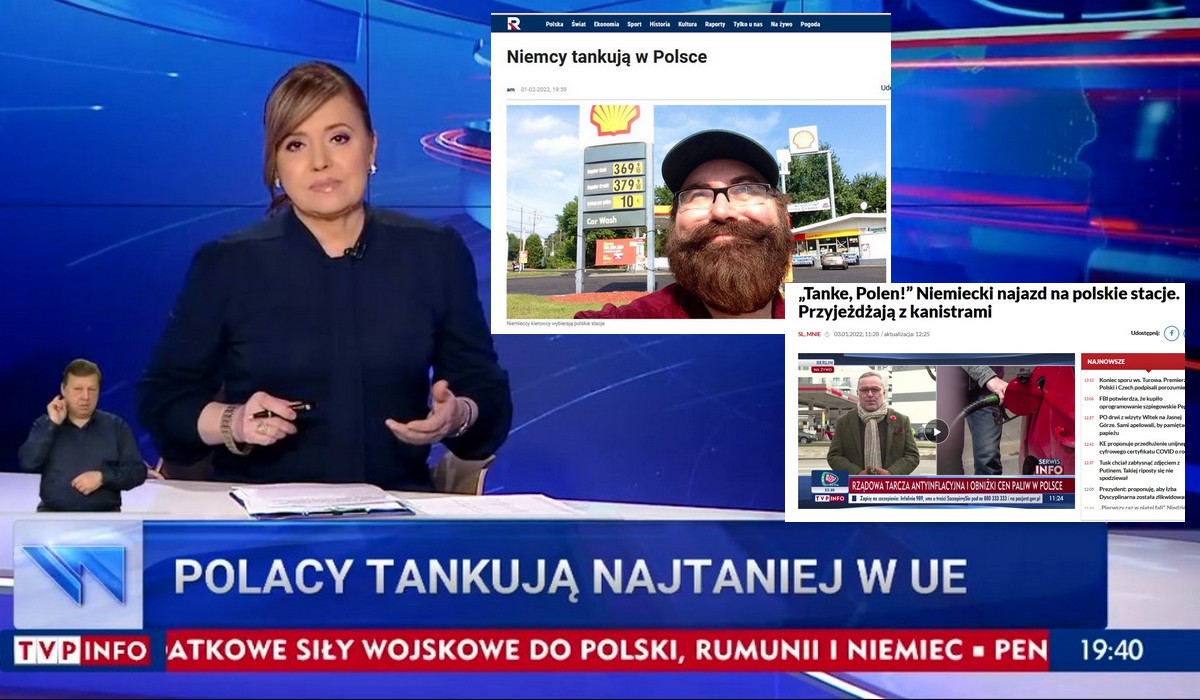 Rządowe media wpadły w euforię, bo Niemcy przyjeżdżają do Polski tankować paliwo, chociaż tym samym Polska dotuje Niemców